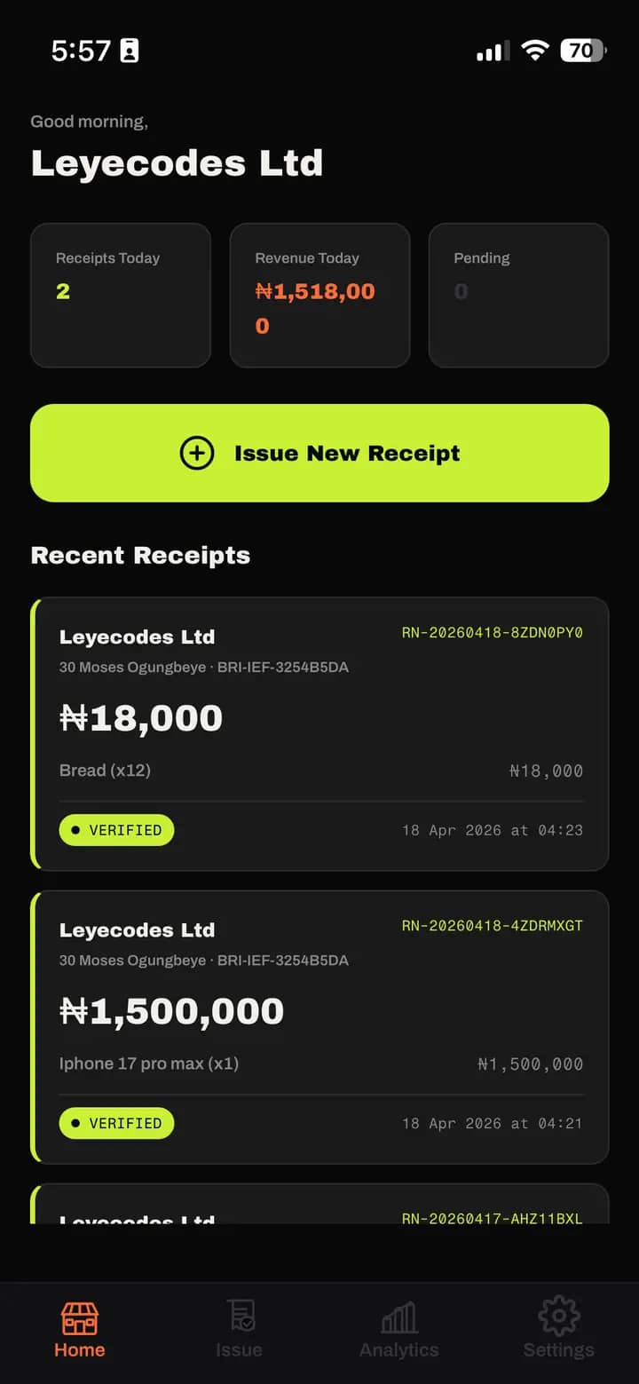 Merchant dashboard